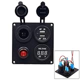 【Seguridad】Pantalla digital de tensión ayuda a monitorear la seguridad eléctrica del vehículo. El panel está pre-cableado, incluye tornillo de 4x acero inoxidable.