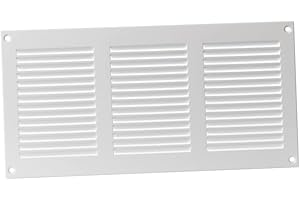 EUROPLAST Kratka wentylacyjna – biała, 300 x 150 mm, z ochroną przed owadami, wywiewane, powietrze nawiewane, metalowa kratka