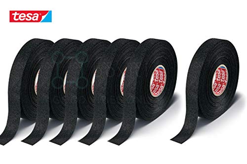 Boxiti Tesa 51608 - Cinta de Forro Polar para VW, Audi, Mercedes, BMW, 19 mm x 15 m, Color Negro