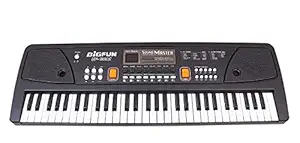 evrr 61 keys piano with dc output, mobile charging, usb and microphone included, black- Multi color