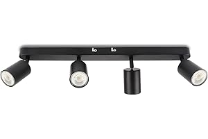 da LIGHT Lampa sufitowa LED, 4-żarówkowa, obrotowa i wychylna, reflektor sufitowy, lampa punktowa, lampa ścienna, GU10 (bez żarówki), lampa sufitowa retro/vintage, 230 V, czarna, do salonu, sypialni