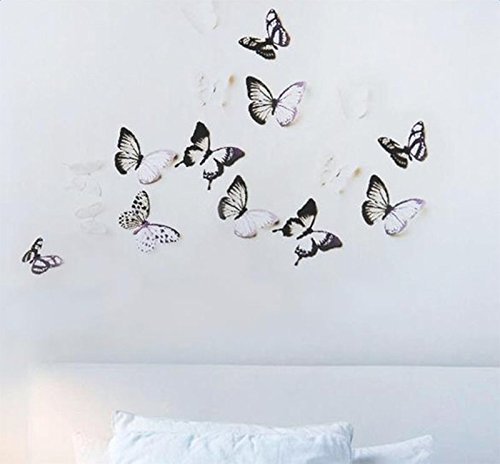 Lumanuby 12 Stück 3D Schmetterlinge Wandtattoos Wandsticker für Wohnzimmer Schlafzimmer Küche Und Kinderzimmer - 3