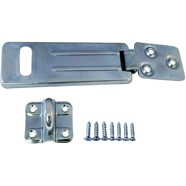 NU-Set 7-1/2 Inch Double-Hinged Hasp With Laminated Steel Padlock - Heavy Duty Security