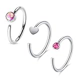 Tamaño de anillos de nariz: 20 Gauge = 0.8mm diámetro, 8mm diámetro interno, tamaño adecuado para usar como anillo nasal, anillo de labios, pendientes de hélice, pendientes de cartílago, perforación de oreja de tragus, pendientes y anillo de septo