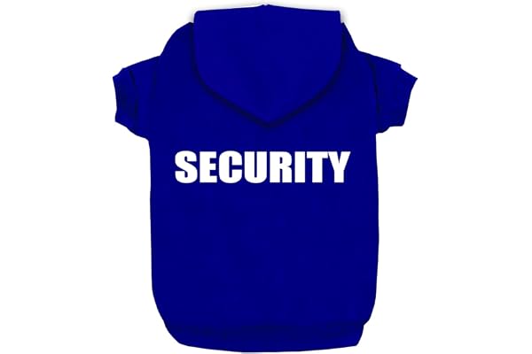 Izefia Vêtements pour Chien Sweats à Capuche Security Imprimé Vêtements Sweat-Shirt Chaud Manteau de Veste en Coton pour Petit Chien Moyen Chat Bleu XXL