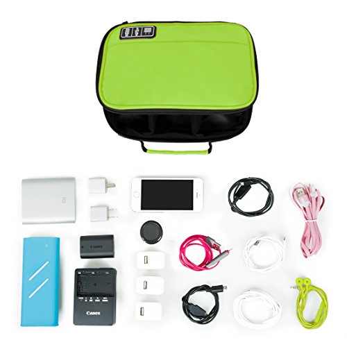 BAGSMART Tragbare Festplattentasche Elektronik Organizer für USB Kabel Akku Speicherkarten Grün - 4