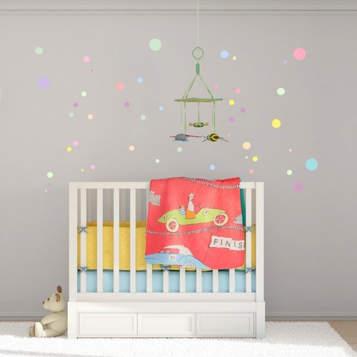 Wandkings Pastell Punkte Wandsticker Set, 46 Aufkleber, 2 DIN A4 Bögen, Gesamtfläche 60 x 20 cm - 4