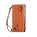 Produktbild Lonchee Samsung Galaxy J7 (2015) Wallet Tasche Brieftasche Schutzhülle , geprägten Design Hochwertige PU Leder Folio Tasche Case Hülle im Bookstyle mit Standfunktion Kredit Kartenfächer (braun)