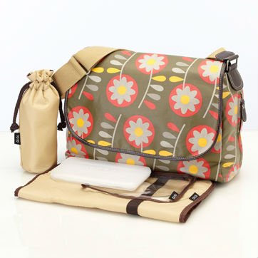 OiOi Retro Circular Floral Messenger (Olive Green)