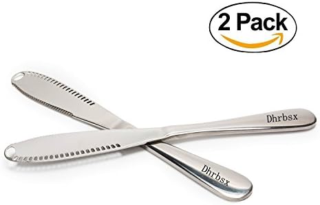 Butter knife, Food Grade 403 Stainless steel with Serrated Edge and Shredding Slots, Cream Scraper, Bread Splitter, Multi-Function (silver)