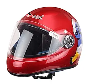 ASR Junior Full Face Helmet for Kids from 3 to 6 Years (RED Size Small)