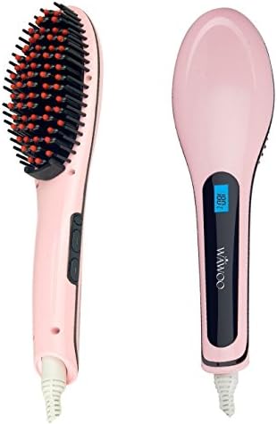 Hair Straightener Brush, Wawoo Silky Straight Hair Brush With Anion Hair Care, Anti Scald Anti Static Detangling Frizz-free Electric Straightening Massager Comb with LCD Temperature Control