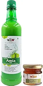 WOW ZIP - GO HERBS & NUTRITION Amla Juice (750 ml) and Tulsi Free Honey (55 g)