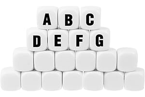 INGJIA Dados Acrílicos de 16mm con Superficie Pulida, Dados Blancos de Seis Caras con Esquinas Redondeadas, 20 Piezas, para Juegos de Mesa y Manualidades