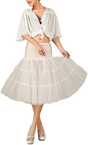 VKStar® Women's Mini 50s Vintage Rockabilly Net Petticoat Swing UnderSkirt Slips Tutu for Dresses Mulit-Colored Ivory