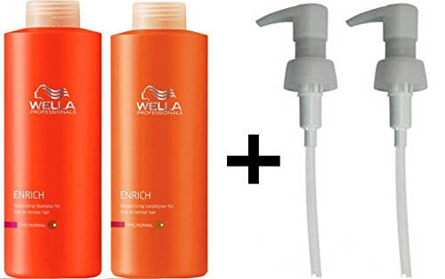 WELLA PROFESSIONALS ENRICH SHAMPOO FINE HAIR AND CONDITIONER 1000ML DUO + PUMPS