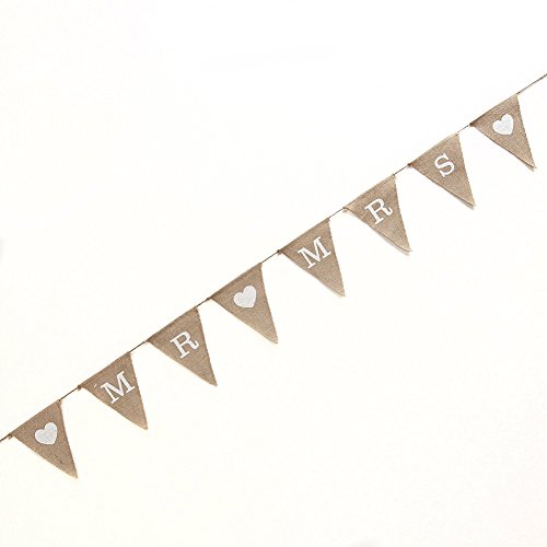 Vintage Affair Mr & Mrs Jute Flagge Fahne für Hochzeit oder Party