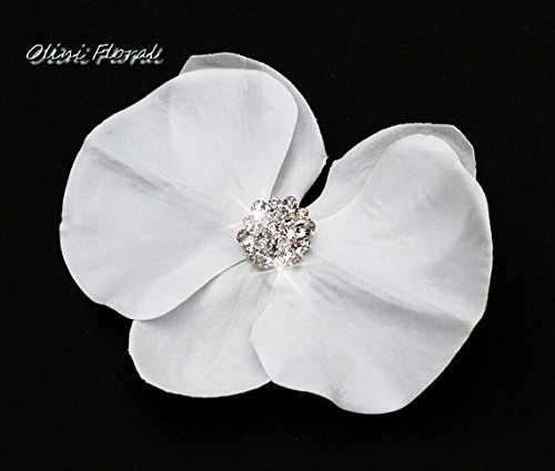 Buy Wedding White Orchid With Rhinestone Bridal Hair Clip On