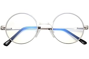 Amorays Occhiali da lettura stile vintage rotondi Lettori con blocco della luce blu Occhiali da vista John Lennon con montatura circolare in metallo anni '80 / '90