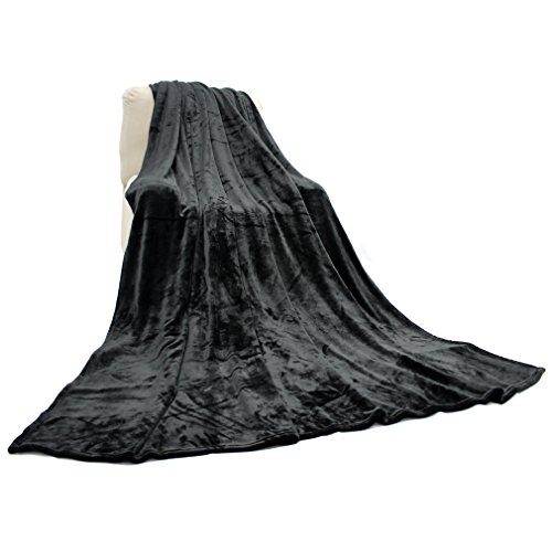 Auralum® Elegante Kuscheldecke 100% Polyester Warm Weich und Bequem 210*280cm Schwarz XXXL - 2