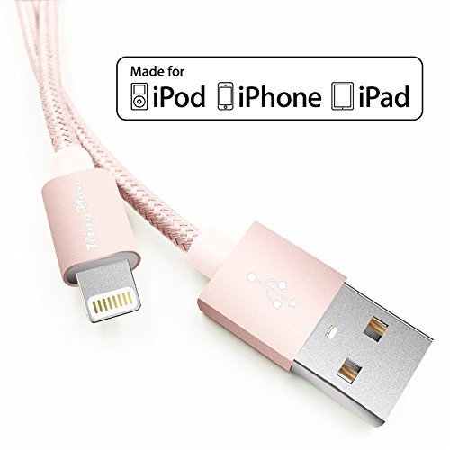 (Apple MFI zertifiziert) KingYou iPhone 8 Pin Lightning auf USB Kabel 30CM Robust Design mit Aluminiumschild Kopf Sync-Kabel / Ladekabel / Datenkabel. Lightningkabel für Apple iPhone 6 Plus / 6 / 5s, iPad Air / mini / mini2(roségold) - 6