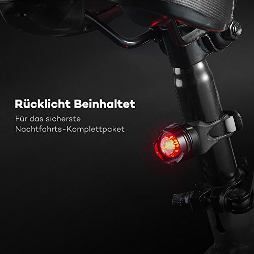 LED Fahrradbeleuchtung TaoTronics Wiederaufladbares Fahrradlicht Fahrradlampen Set Fahrrad Frontlicht & Rücklicht (50 Meter Leuchtkraft, Starkes Licht / Schwaches Licht / Blinkmodus, IP65 Wasserdicht, per USB Wiederaufladbar) - 7