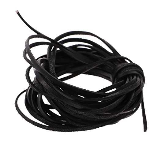 Gazechimp 5 Meter 3mm Flache Lederband Lederschnur Lederriemen Für Armband Perlen Schmuck Machen DIY – Schwarz, 5 Meter 3mm - 2