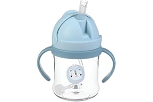 NEO10TEN Baby Sippy Cup for 6+ Months, Toddler Water Bottle Leakproof Sippy Cup for Toddlers, Baby Bottle with Straw and Lid, Weighted Straw, Non-Spill, BPA Free Toddler Water Bottle [Blue 250ml]