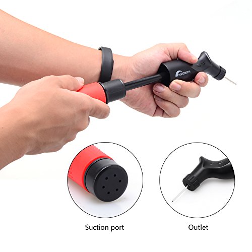 Moobom Dual Action Ball Pumpe – tragbare Inflator Hand Luftpumpe mit 4 extra Ersatznadeln für Basketball, Fußball, Volleyball, Rugby oder andere Sport Ball - 5