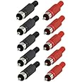 electrosmart Pack of 10 RCA/Phono Plug Connectors with Cable Protector - 5x Red and 5x Black Plugs
