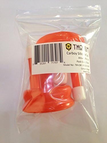 Thorium Carboy Cap 3, 5 &amp; 6 Gallon, Blow Off Hood with Caps, Orange Silicone with Breathable Thermometer Spouts, 2 Pack Size by Thorium