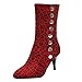 Produktbild Vectry Stiefel Damen Retro Halbschaft Wildleder Leopardenprint High Heels Frauen Winterstiefel Freizeit Druckknopf Schlupfstiefel Mädchen Vintage Punkt Zehe Rom Stil Schuhe Party Büro Boots