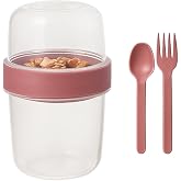 Pembe Saklama Kabı &ndash; 2 Katlı Taşınabilir Yemek Kabı, Kaşık ve &Ccedil;atal Dahil 18x10 cm