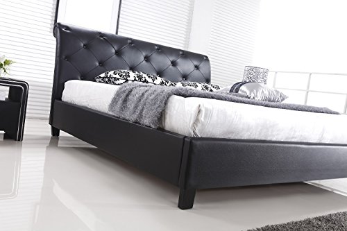 Designer Bett BAROCK MODERN #78 Doppelbett (140cm x 200cm, Schwarz) - 