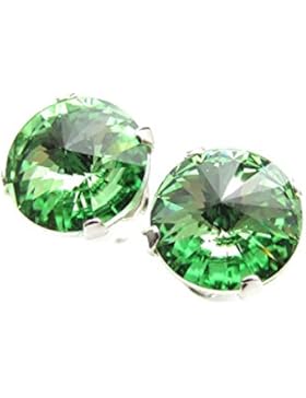 Lagerräumung. 925-Sterling Ohrstecker handgefertigt mit funkelnden Peridot Kristall aus SWAROVSKI®.