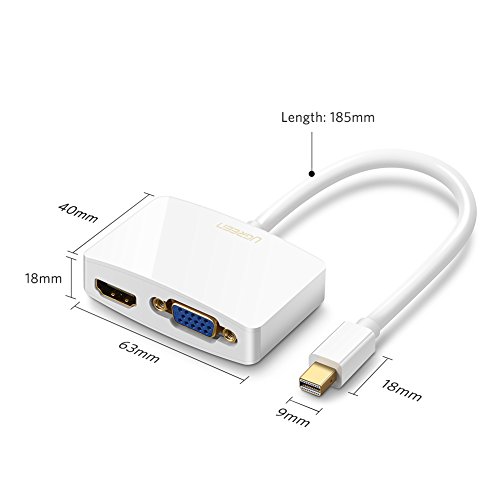 UGREEN Mini Displayport auf hdmi Adapter Thunderbolt auf Vga 2 in 1 HDTV Konverter 1080P für Apple Mac Book, MacBook Pro, MacBook Air, Mac Mini und iMac,Microsoft Surface Pro/ Pro 2/ Pro 3, Thinkpad X1/ Carbon/ Touch/ Helix weiß - 7