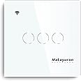 Makayuron WiFi Smart Wall Light Switch,No Neutral Wire Required, No Hub Required, Compatible with Alexa and Google Home, APP Remote Control, Timing Function, Voice Control (White 3 Gang)