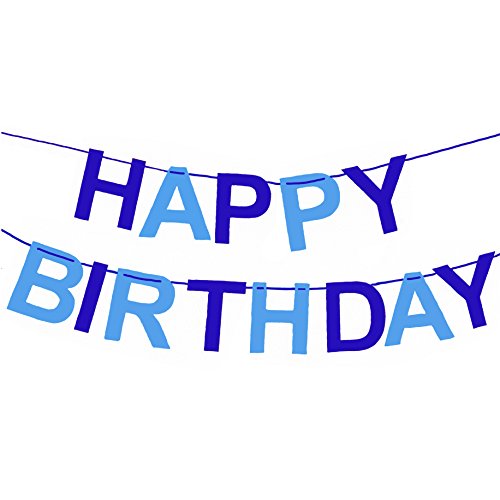 Oblique-Unique® Happy Birthday Girlande in Blau für Junge aus echtem Filz – Geburtstag Party Dekoration - 2