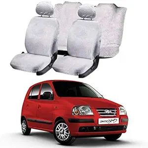 Chiefride Cotton Car Seat Cover for Hyundai Santro-Xing (5 Seater) (White)