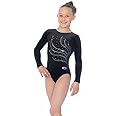 The Zone Tiara Crystal Motif Long Sleeved Gymnastics Leotard 24 Black