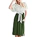 Produktbild friendGG Damens Summer Gestreifte Rüsche Ärmel Krawatte Taille Taschen Lässige Midikleid
