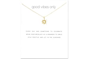 upeilxd Friendship Charm Gold Necklace for Women Good Luck Pendant Chain Sun Butterfly Angel Wings Girl Jewelry Necklace with Message Card Girls' Birthday Gift Card