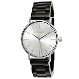 Handgefertigte Flache Holzwerk Germany® Designer Unisex Herren-Uhr Damen-Uhr Öko Natur Holz-Uhr Armband-Uhr Analog Klassisch Quarz-Uhr Schwarz Silber