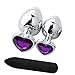 Produktbild Xmansky 2 Stück herzförmige Analplugs + 1 Stück schwarzer Silikonvibrator,Schmuck basis hintern analplug silikon dildo vibrator erwachsenes geschlecht spielt massagegerät für Paare