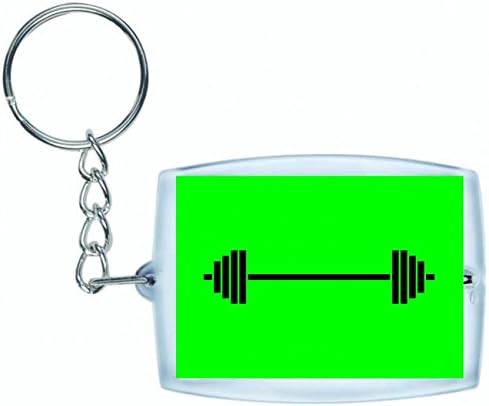 'Barbell Fitness Health Sports Training Weight Lifting Keyring in Black/White/Blue/Pink/Yellow/Red/Green | Keyring – Bag Charm – Rucksack – Key Ring, Grün