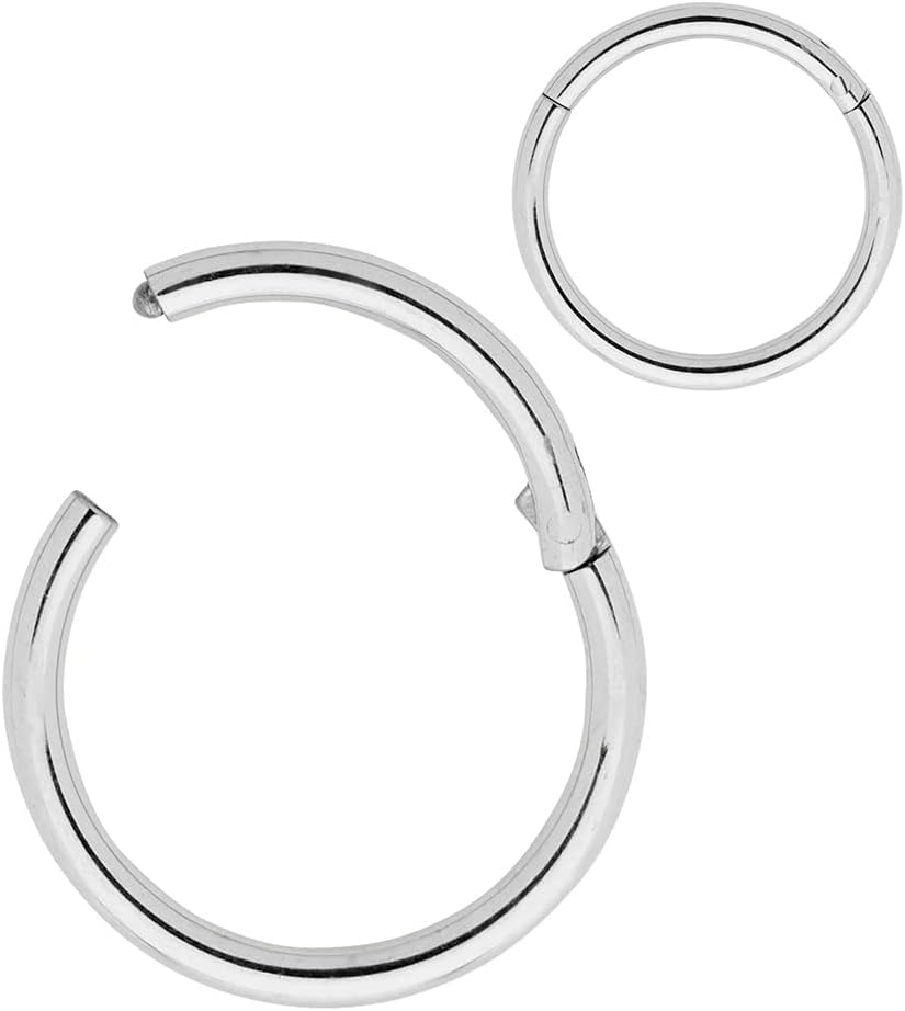365 SLEEPERS 1pc 316L Surgical Steel Nose Rings 20G 18G 16G 14G 12G 10G 8G 6G 4G 2G Septum Jewellery Hinged Segment Ring Body Piercing Hoop Lip Rings Helix Cartilage Rook Earrings