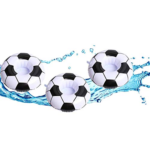 hello rosa 3-Pack Inflatable Drink Holder, Floats Cup Coasters for Pool Party and Cute Kids Bath Water Fun Toys (Football)
