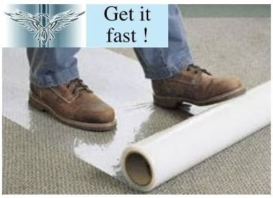 Phoenix Supplies 2 x 25m rolls clear polythene self adhesive carpet protector film, FREE Express Delivery