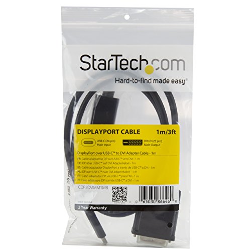 StarTech. com Kabel Adapter Konverter USB-C auf DVI – 1 m – 2560 x 1600 – Adapter-Kabel Video, USB C, DVI-D, männliche, männliche, Schwarz, 2560 x 1600 pixeles) - 5