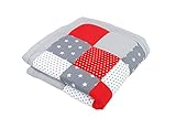 BEBILINO ® Baby Krabbeldecke Spieldecke & Laufgittereinlage 100x100 cm / 120x120 cm / 140x140 groß und weich gepolstert ROTE STERNE